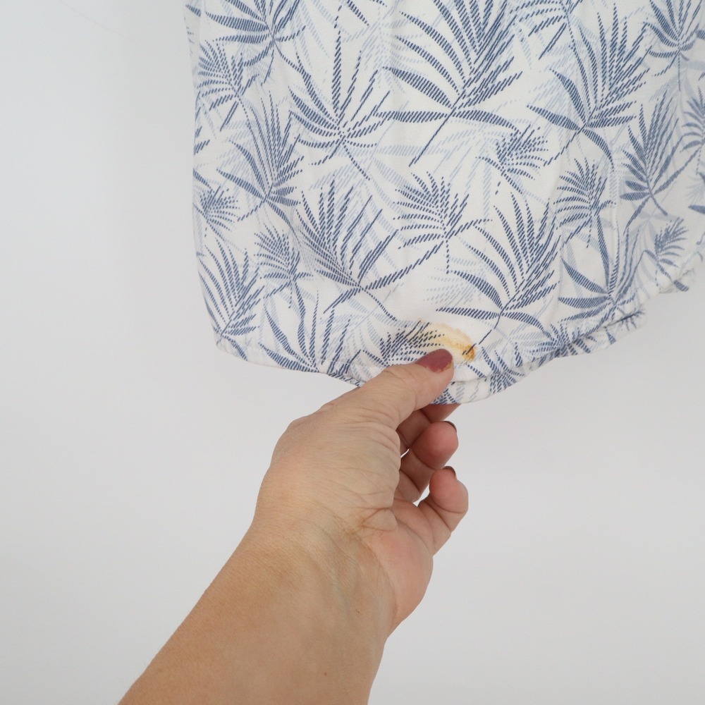 Ricardo Shirt Mens XL Tropical Palm Leaf White Blue Button-Down Good - Picture 3 of 5